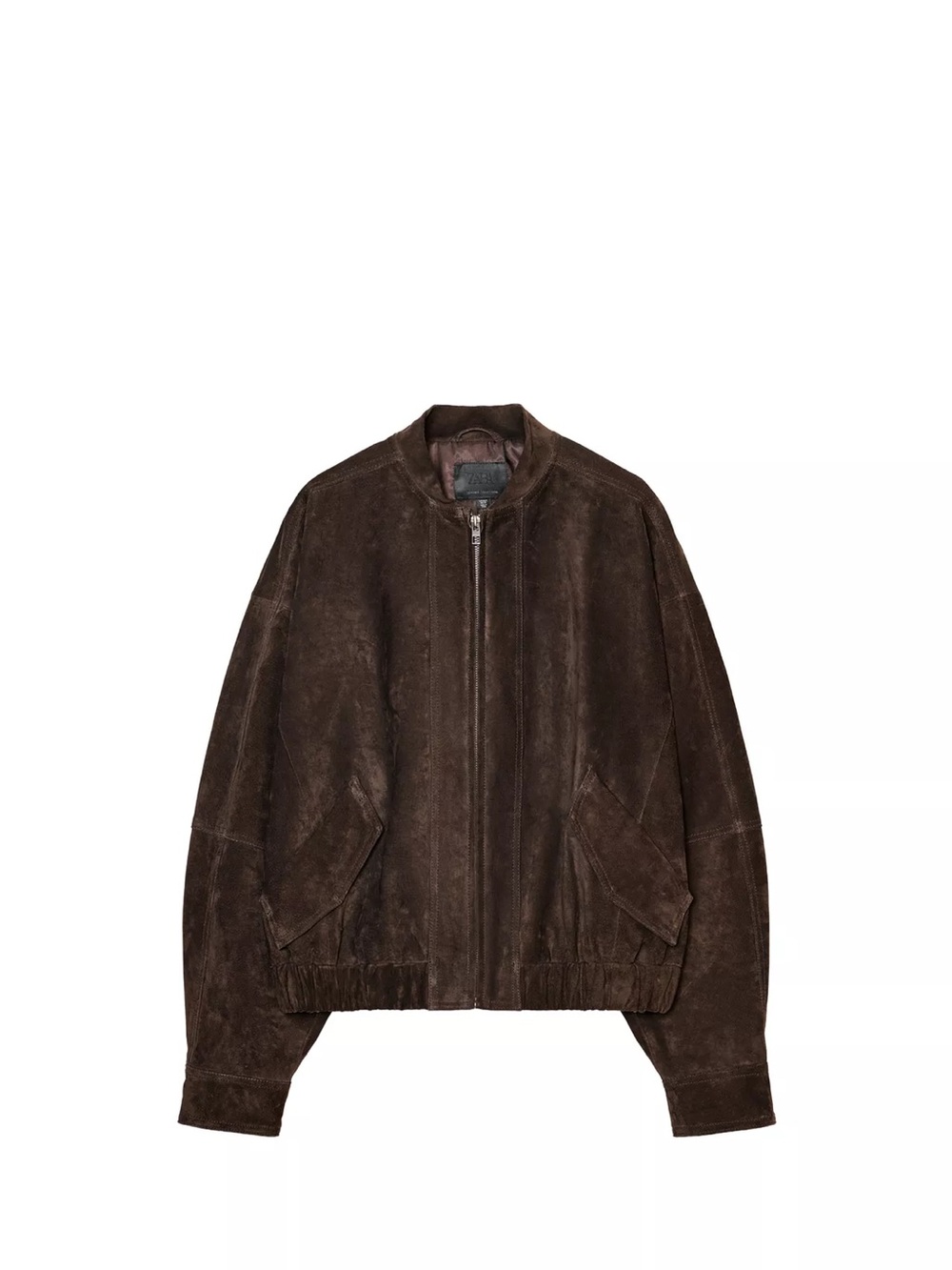 Zara Women's Dark Brown Suede Bomber Jacket